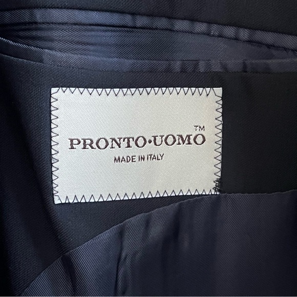 Pronto Uomo 46S Dark Jacket 100% Worsted Wool Blazer Sport Coat Italy 3 Button - Picture 7 of 16